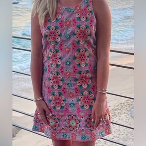 Anthropologie pink beaded dress size 6